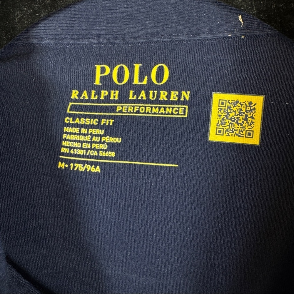 Polo Ralph Lauren Performance Navy Long Sleeve Polo Shirt Men’s M Classic Fit - Picture 6 of 14
